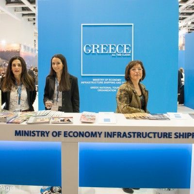 ITB Berlin 2015 The stand of the Greek Ministry of Economy Infrastructure Shipping & Tourism
