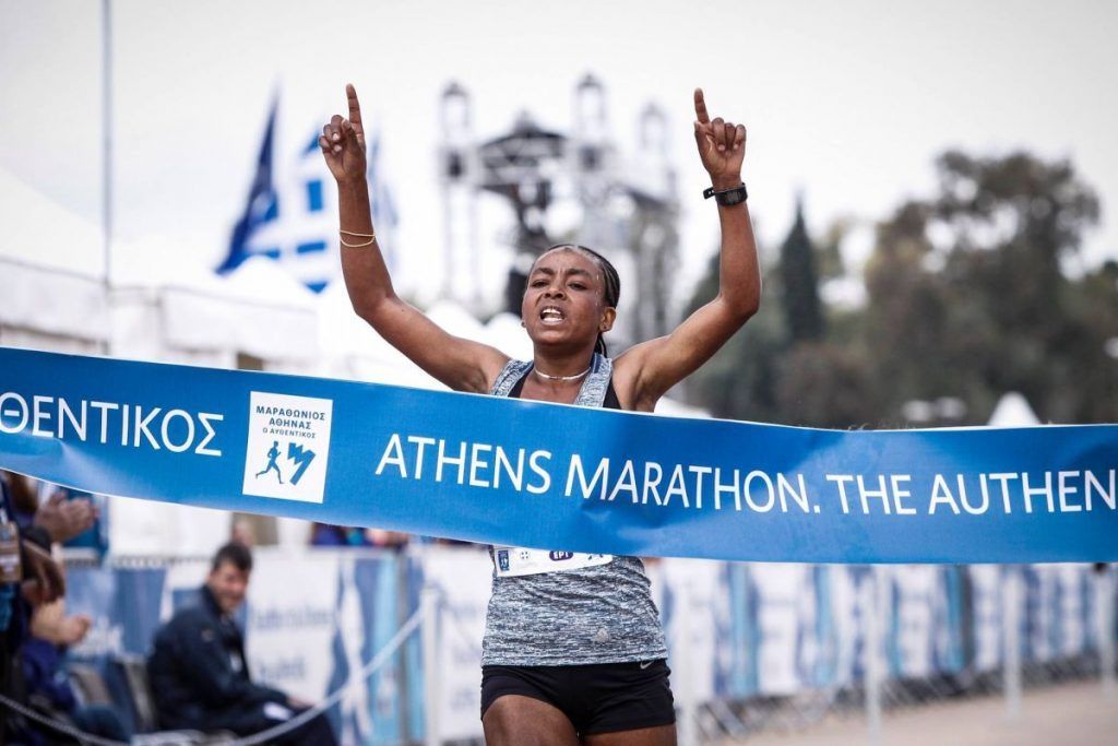 Winner of the 35th “Athens Marathon. The Authentic” (women's category): Bedaru Hirpa Badane from Ethiopia. Photo source: SEGAS
