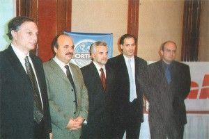 Present to announce their new cooperation agreement are: Ioannis Iliadis, deputy board chairman of Forthcrs; Pantelis Tzortazakis, board chairman of Forthcrs; Agisilaos Athanasiadis, country manager for Sabre Hellas; Pavlos Poulopatis, project manager for Sabre Hellas; and Panayiotis Moutsatsos, commercial manager for Forthcrs.