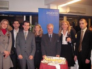 Amadeus Hellas' Marketing Supervisor, Vicky Bardakou; Senior Executives of Customer Support, Tassos Haralambis and Christos Koblis; Sales Executive Myrto Vassiloglou; President of the HATTA, Yiannis Evangelou; General Manager of Amadeus Hellas, Eva Karamanou and Sales Executive, Manos Psathas, at a recent event held by HATTA in honor of airline representatives and sponsored by Amadeus Hellas.
