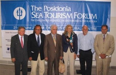 Key figures of Greek sea tourism at the press conference prior to the 1st Posidonia Sea Tourism Forum.