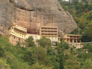 The monastery of Mega Spileo is built on a 120-meter high wild rock, at 10 kilometers from the town of Kalavryta. The monastery was founded at this location in 362 AD by two monks, Symeon and Theodore, who found an icon of the Virgin Mary at the bottom of the cave.