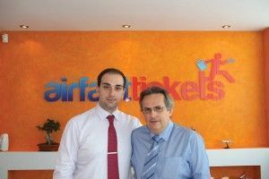 Airfasttickets President Nikos Koklonis with new director for the company's Athens branch, Panagis Vassilatos.