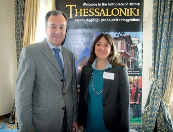 Thessaloniki Hotels Association President Aristotelis Thomopoulos and TURSAB (Association of Turkish Travel Agencies) General Secretary Günnur Özalp.