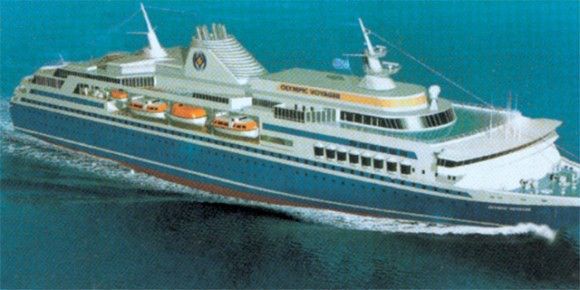 The new Olympic Voyager cruises at a speed of 27 knots and its six passenger decks can accommodate 840 passengers.