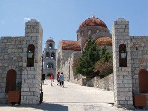 The Monastery of Agios Savvas stands on a hill nearby Pothia and is dedicated to the patron of the island