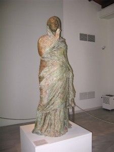 The “Lady of Kalymnos” at the new Archaeological Museum. A fisherman hauled up the colossal bronze female figure in 1994 from an ancient wreck in the wider sea area of Kalymnos. After restoration the statue was housed at the Archaeological Museum in Athens until it was returned to Kalymnos in 2009.