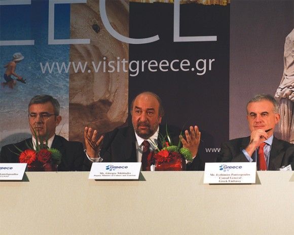 Deputy Culture and Tourism Minister George Nikitiadis (center) held a press conference during the WTM and mentioned the difficult situation Greece was up against last year due to the economic crisis and other incidents that caused negative publicity. “All this time the government made an enormous effort on all fronts, the economy, education, entrepreneurship, tourism and investment and was able to restore the country back on track,” he said.