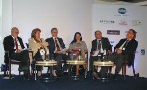During the conference, Labor and Social Security Minister Louka Katseli (second to left) said the government’s decision to lift cabotage restrictions would boost up sea cruise tourism. However, tourism professionals in the audience agreed that in reality cabotage had not been lifted as the conditions set by the Greek government discourage cruise companies from homeporting in Greece. “Cabotage restrictions were not completely lifted as the government’s conditions are yet another Greek originality that does not exist in any other country,” New Democracy MP responsible for tourism issues, Olga Kefalogiannis said (center).