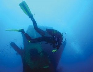 During his speech, Deputy Culture and Tourism Minister George Nikitiadis referred to the island of Kalymnos - a popular choice for divers due to its long history of sponge diving. The photograph shows a diver who is exploring the shipwreck of the “Thor Star” at Cape Roussa on Pserimos, a small island that lies in the waters between Kalymnos and Kos. Photo courtesy of Michael Paou.