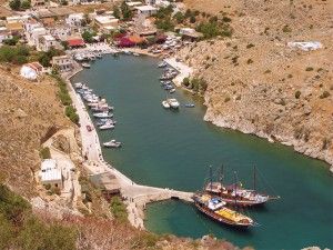 Vathy or Rina village and port lies on the east side of Kalymnos island.