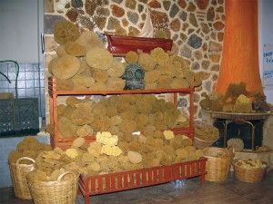 Storehouses and benches filled with sponges are found on Kalymnos and remind all where they are: the island of sponge divers.