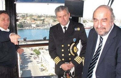 The captain of the Panama-flag cruise ship Fantasia showing the controls on the ship’s deck to Deputy Culture and Tourism Minister George Nikitiadis when the ship docked at Rodos Port last month. Mr. Nikitiadis recently held a meeting with Greek cruise tourism professionals and discussed the need for the improvement of cruise ship passenger services in Piraeus and various ports in Greece. He also informed that the government is planning to expand the cruise tourism season to the winter months.