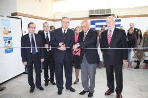 The inauguration of the “Awareness on Marine Environment, Shipping and Sciences” exhibition. From left to right: Kavala Tourism-Culture Vice Prefect, Costas Papakosmas; Mayor of Thassos, Costas Hatziemmanouil; Vice Prefect of Kavala, Archelaos Granas; Kavala City Council President, Anna Spandonis; General Secretary of HELMPEPA’s Board of Directors, Dimitris Lemonidis; and HELMEPA’s Director General, Dimitris C. Mitsatsos.