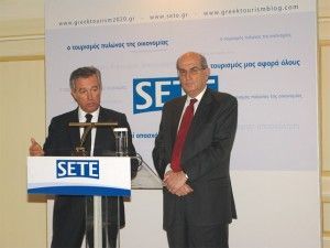 SETE’s vice president, Andreas Andreadis and the association’s president, Nikos Angelopoulos, during the association’s 2010 overview last December. Mr. Andreadis referred to the year’s tourism traffic (2010), which he said would close with almost the same percentage of arrivals in 2009 (0.5 percent drop) but with a significant decrease in terms of revenue (seven percent drop). However, in regards to Greek tourism in 2011, Mr. Andreadis said that under certain conditions it is estimated that this year may mark the beginning of Greek tourism’s recovery.