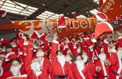 Santa's unveil UNISEF branded easyJet aircraft. Photo credit: Timothy Anderson.