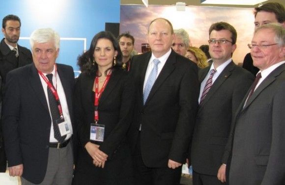 Minister of Rural Development and Food Athanasios Tsaftaris, Tourism Minister Olga Kefalogianni, the Chairman of the Committee on Tourism of the German Bundestag Klaus Brähmig and other members of the committee at the Greek stand at ITB Berlin.
