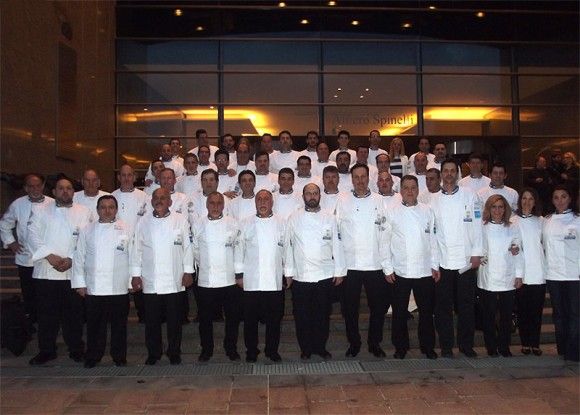 The 60 Greek chefs that presented contemporary Greek cuisine at the European Parliament.