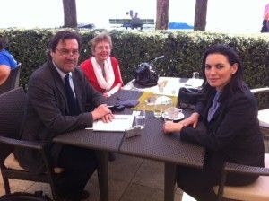 Greek Tourism Minister Olga Kefalogianni (R) with Swiss journalist Mr. Eichenberger.