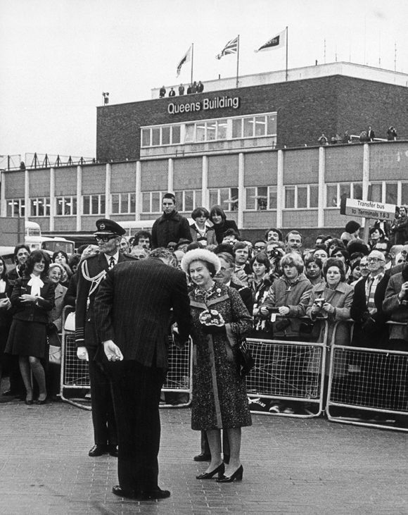 Archive photo of Britain's Queen opening the former Terminal 2 building in 1955.