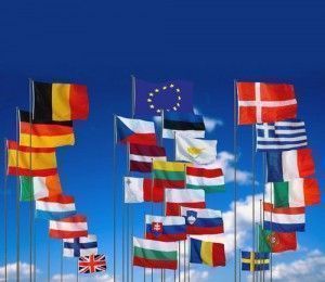 The flags of the 27 EU Member States following enlargement on 1 January 2007