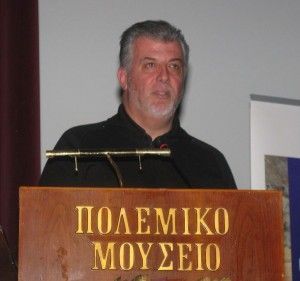 SkyGreece's founder and chairman, Father Nicholas Alexandris, speaking at an event in Athens, Greece.