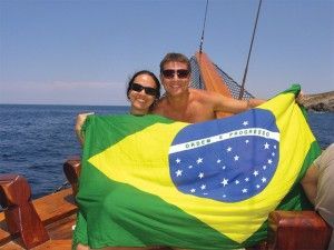 Brazilian tourists during their vacation on Milos, Cyclades – 2010. Photo: GTP