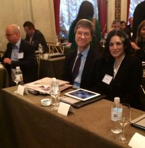 Greek Tourism Minister Olga Kefalogianni and Professor Jeffrey Sachs of Columbia University.