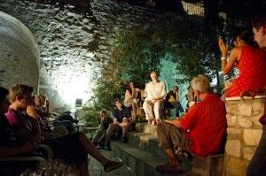 Performance and open discussion beneath the Acropolis. Photo © Elliniko Theatro