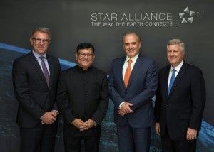 Top management officials from Star Alliance commemorate the Alliance’s decision to admit Air India as its 27th member airline: Lufthansa CEO Carsten Spohr, Air India CMD Rohit Nandan, Air Canada CEO Calin Rovinscu and Star Alliance CEO Mark Schwab. Photo © Star Alliance