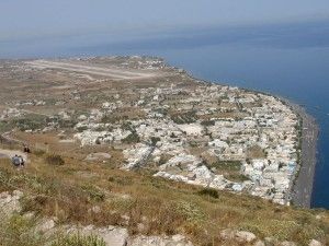 Kamari town and Fira airport as seen from the top of Ancient Thira, Santorini, Greece. Photo © Stan Zurek