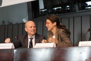Maria Theofanopoulou, represented Greece at the TOURISMLink Review Conference in Brussels. Mrs. Thefanopoulou is seen with here with Maximo Buch Torralva, Valencia Minister of Economy, Industry, Employment and Tourism, during a panel discussion. Photo © TOURISMlink