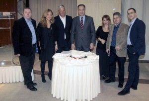 The Board of Directors of the Thessaloniki Hotels Association during the customary cutting of the Vasilopita (Greek New Year’s Cake).