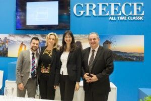 Nicholas Moutafis, Account Manager, EMEA at Expedia with Greek Alternate Tourism Minister Elena Kountoura (second from right) and GNTO Secretary General Panos Livadas.