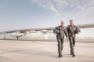 Pilots Bertrand Piccard and André Borschberg will take turns to fly the solar aircraft. Photo source: Solar Impulse