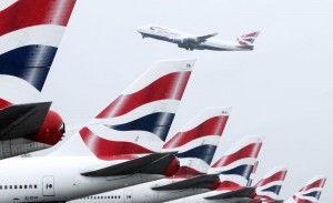 British Airways Boeing 747 takes off above the tailfins of other BA aircraft at London Heathrow, UK on 27 July 2009 (Picture by Nick Morrish/British Airways)