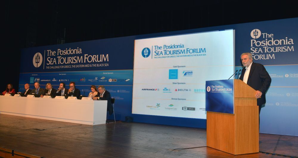 Alternate Minister for Maritime Affairs Theodoros Dritsas speaking on Tuesday at the 3rd Posidonia Sea Tourism Forum in Athens.