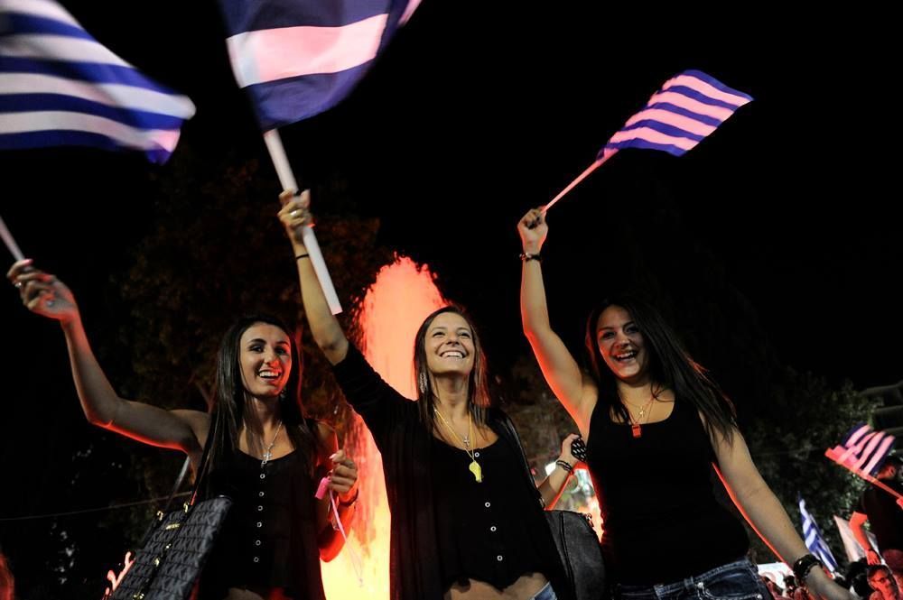 Supporters of the "No" vote celebrating at Syntagma Square. Photo credit: Aggeliki Koronaiou