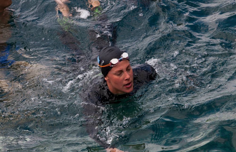 World Champion in the open water swimming, Kelly Araouzou. Photo credit: Elias Lefas