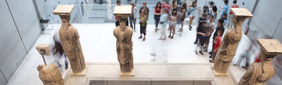 The renowned Caryatids in the Acropolis Museum.
