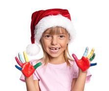 Little girl in Santa hat