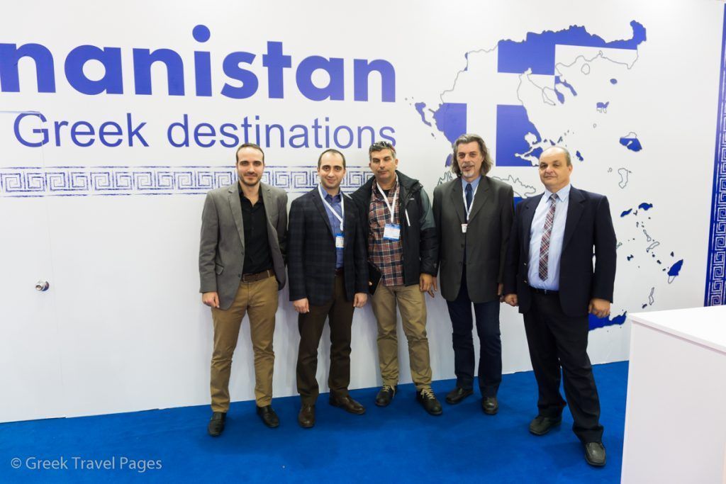 Greece @ EMITT 2016 - (right) Organizers of the Greek participation, Aegean Communication's Panagiotis Miritzis (Chairman) and Nikos Grivas (Communications & Marketing Director) with Turyol's Kadir Inandi (second from left). Turyol offers the ferry service between Lesvos and Ayvali.