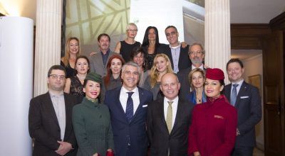 Alitalia Greece Sales team with Italian Ambassador in Greece, Efisio Luigi Marras.