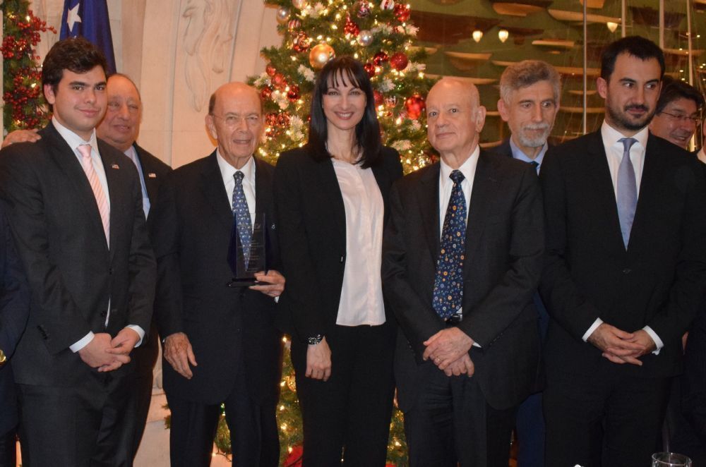 Greek Tourism Minister Elena Kountoura with Billionaire investor Wilbur Ross (L). Starting from January 2017, Ross will be the secretary of the Department of Commerce in the US.