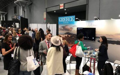 Representatives of the Hellenic-American Chamber of Tourism informing visitors of The New York Times Travel Show Exhibition 2017.