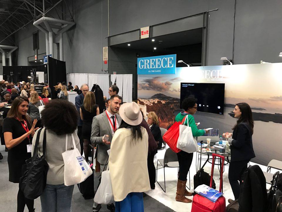 Representatives of the Hellenic-American Chamber of Tourism informing visitors of The New York Times Travel Show Exhibition 2017.