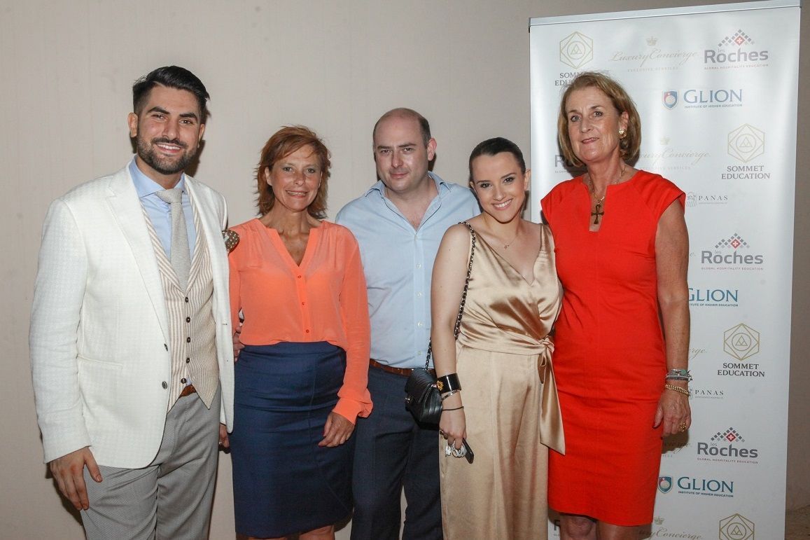 Leandros Pempos, Regional Admission Manager, Les Roches; Vana Saade, Regional Director Southern Europe, Middle East & Northern Africa, Les Roches; Giannis Stasinopoulos, Managing Partner, Luxury Concierge; Christianna Koutsogiannis, Director of Sales & Marketing, Luxury Concierge; Suzanne Kaloudi, Independent Education Management Professional.