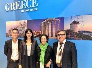 Greek Tourism Minister Elena Kountoura with GNTO of the Konstantinos Tsegas and Transavia CEO & Chief Executive Officer Nathalie Stubler.
