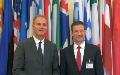 OECD Tourism Committee Chairman Alain Dupeyras and Greek General Secretary for Tourism Policy and Development George Tziallas.