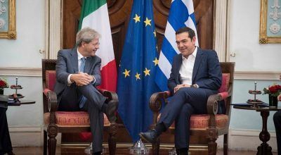 Italian PM Paolo Gentiloni and Greek PM Alexis Tsipras, Photo Source: @ Alexis Tsipras